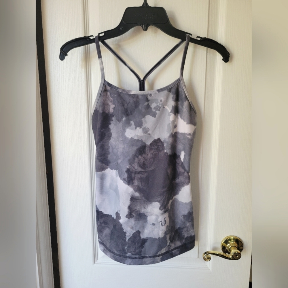 Lululemon Power Y Fitted Tank Top Gray White Coal Tinted Canvas Super Luon 4